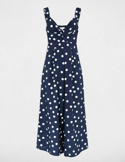 Mono fluido de lunares azul marino mujer