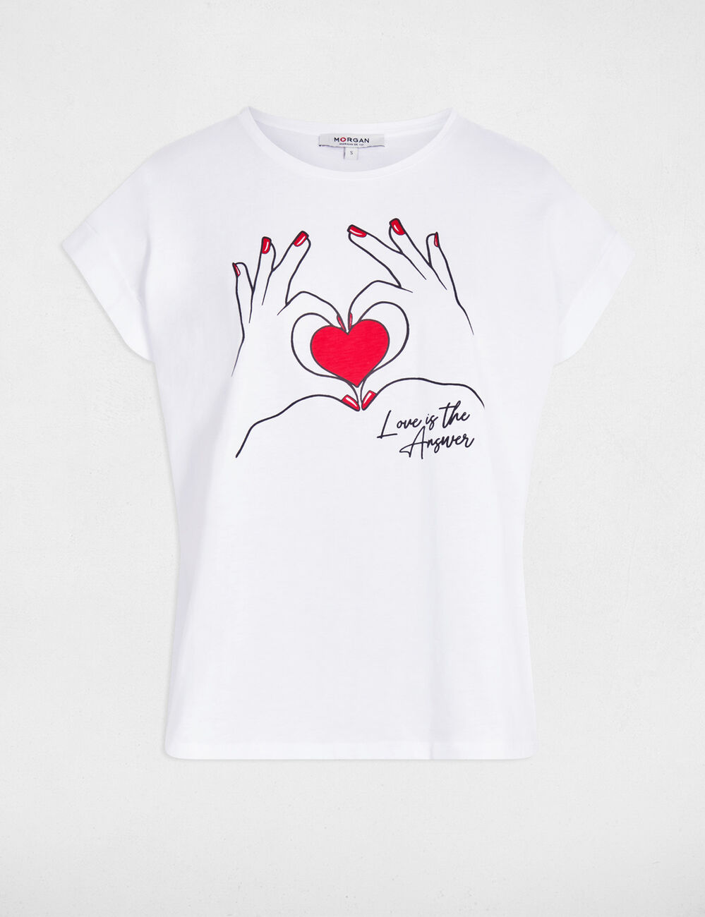 Camiseta corta con inscripción blanco mujer