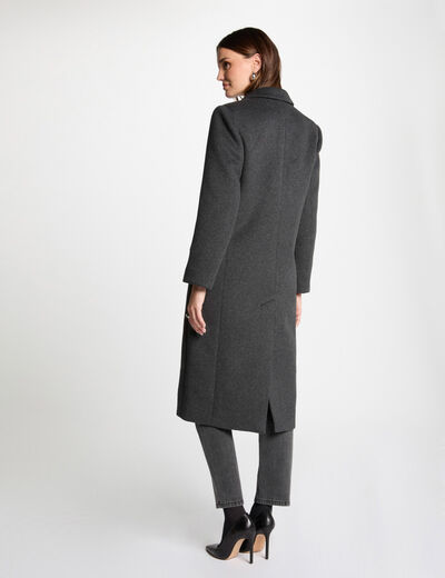 Abrigo largo abotonado gris anthracite mujer
