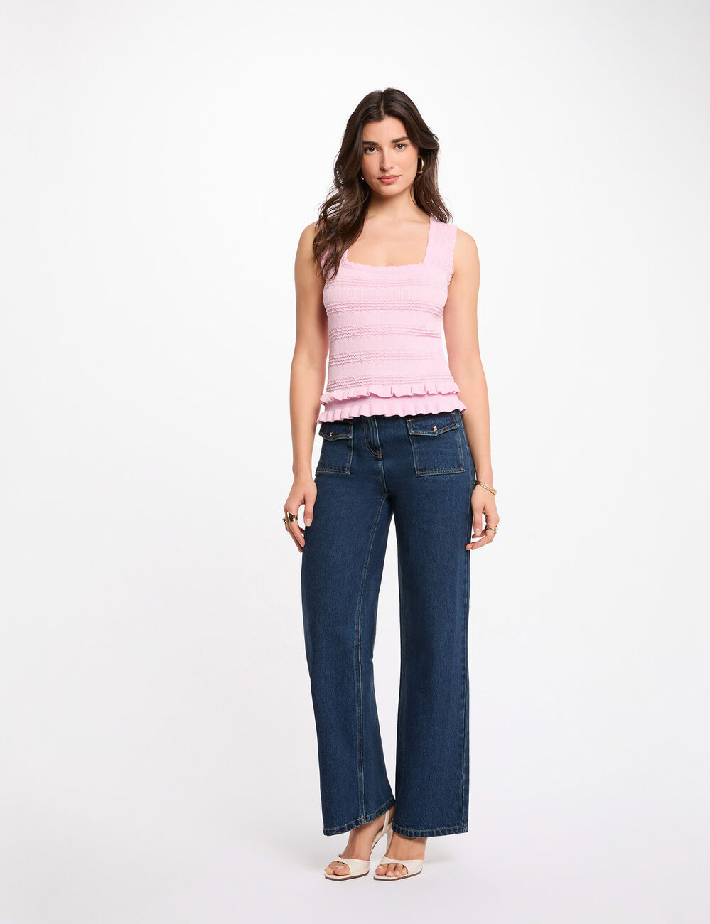 Jersey sin mangas ajustado rosa mujer