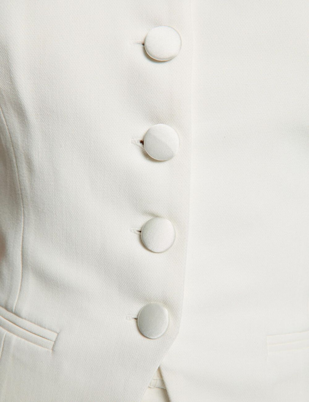 Bustier ajustado abotonado blanco mujer