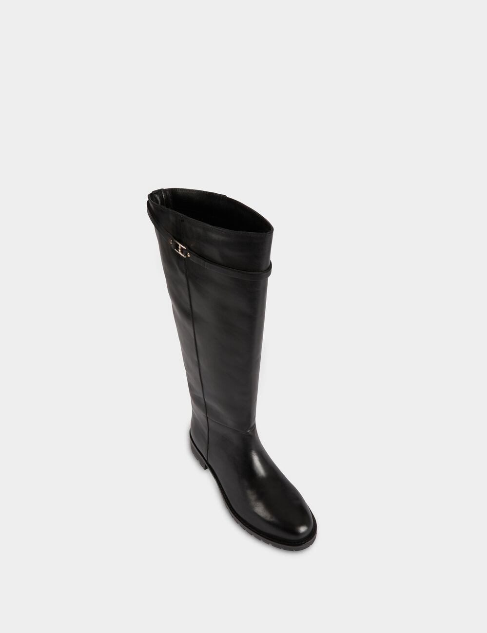 Bota ecuestre de piel sint&eacute;tica negro mujer