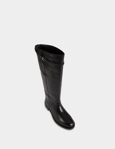 Bota ecuestre de piel sint&eacute;tica negro mujer