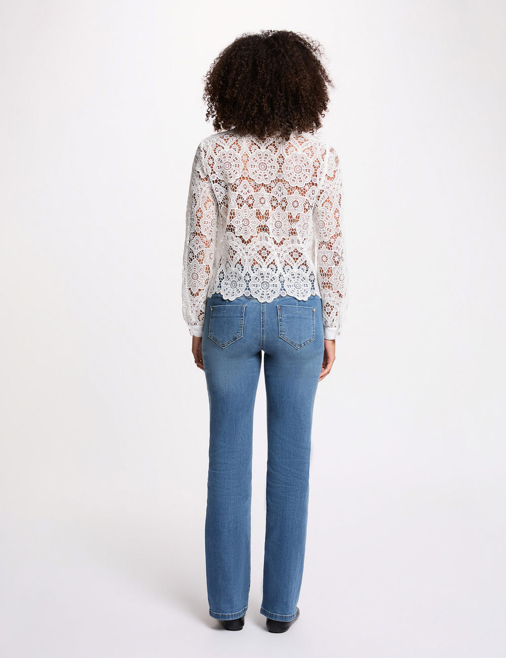 Camisa manga larga blanco mujer