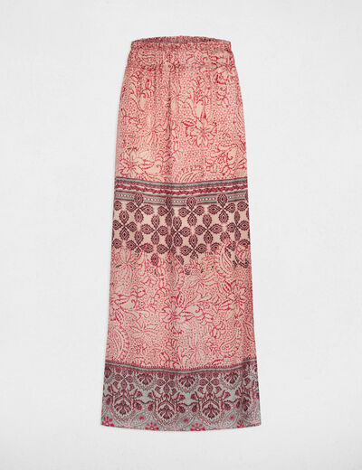 Falda larga fluida multicolor mujer