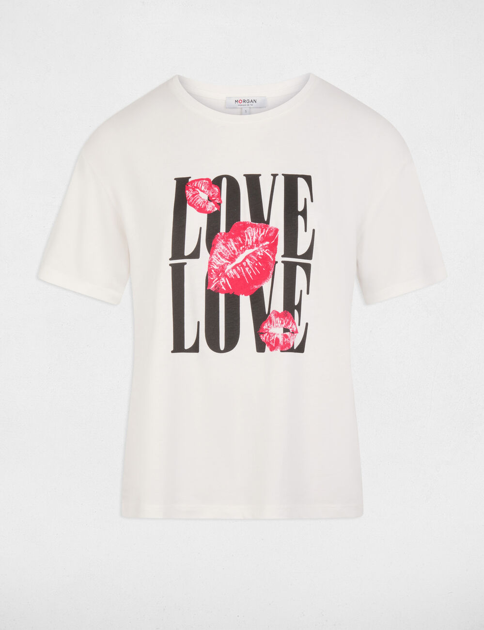 Camiseta recta cuello redondo blanco mujer