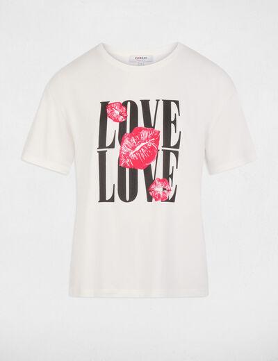 Camiseta recta cuello redondo blanco mujer