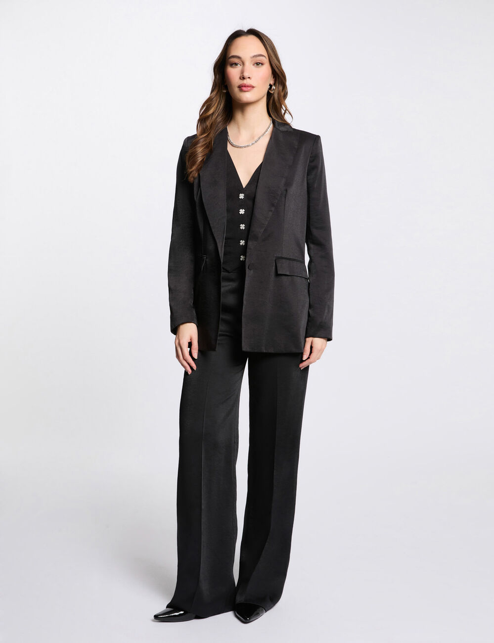 Americana de antelina negro mujer