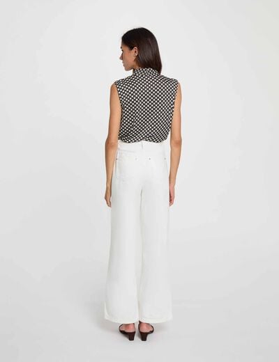 Top con cuello lazada blanco mujer
