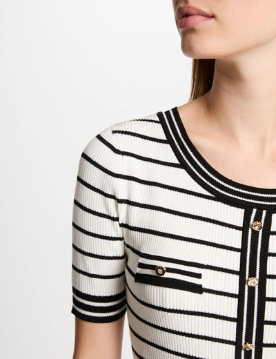 Jersey manga corta y rayas blanco mujer