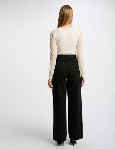 Jersey mangas caladas marfil mujer