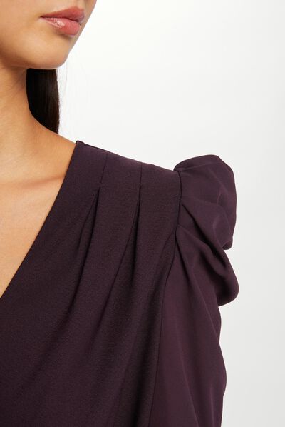 Camiseta manga larga con hebilla violeta oscuro mujer