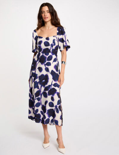 Vestido largo recto estampado multicolor mujer