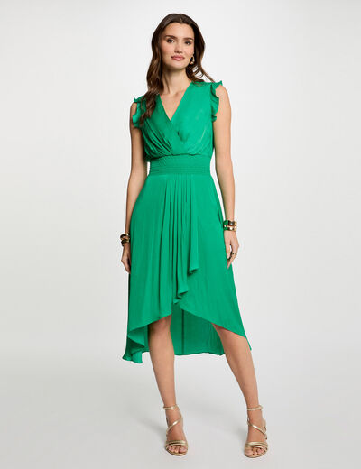 Vestido recto holgado sin mangas verde emeralda mujer