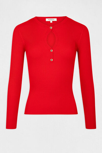 Jersey manga larga con abertura rojo mujer
