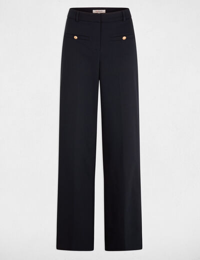 Pantal&oacute;n recto de tiro alto azul marino mujer