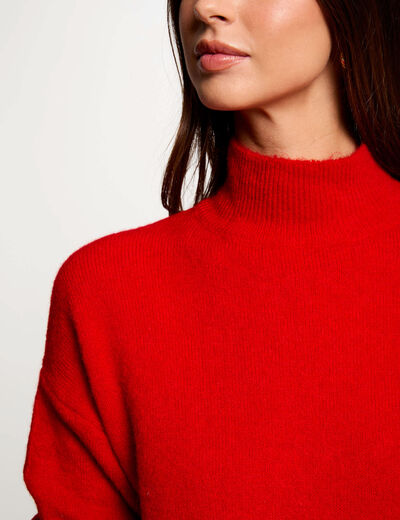 Jersey con cuello alto rojo mujer