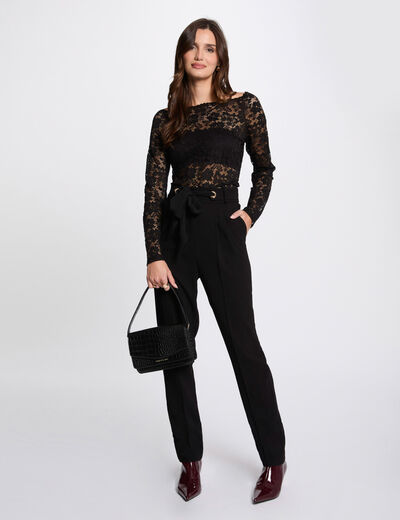 Pantalón estrecho en pernera negro mujer
