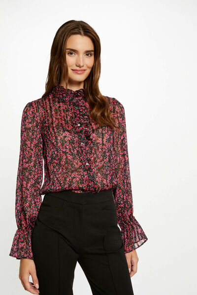 Camisa manga larga estampado floral multico mujer