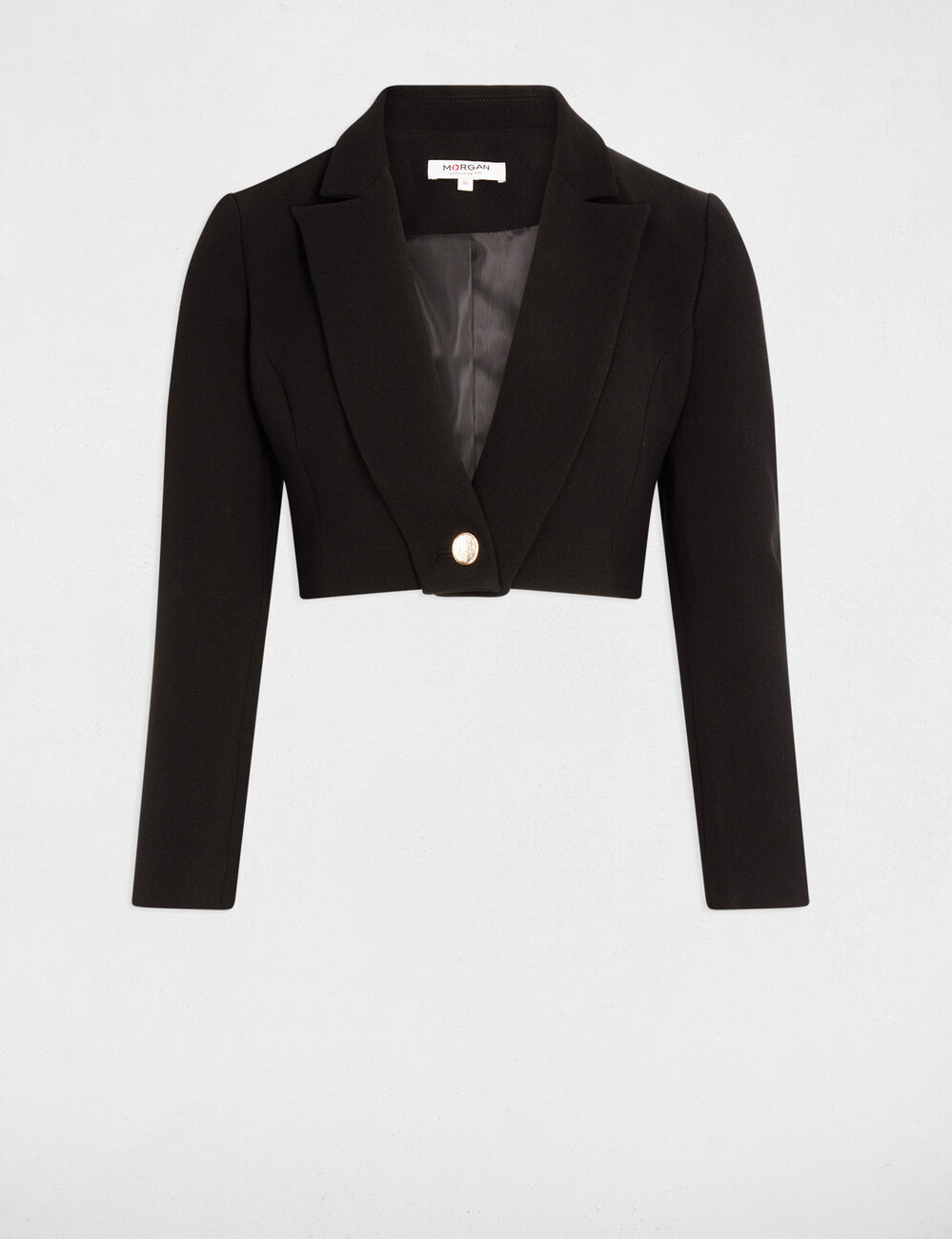 Chaqueta recta y corta negro mujer