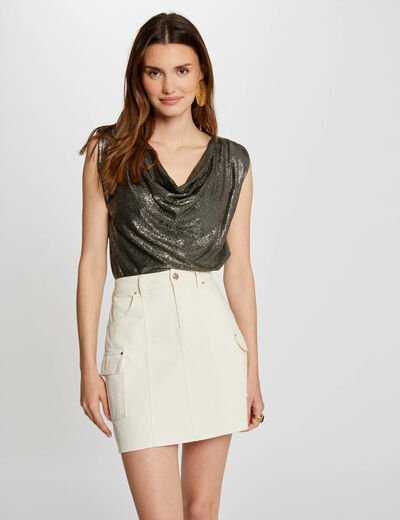 Top cuello vuelto holgado dorado mujer