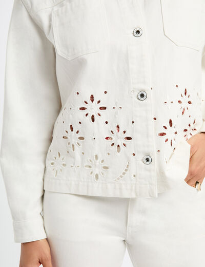 Chaqueta vaquero bordada blanco mujer