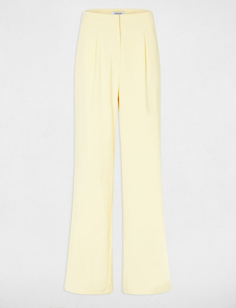Pantal&oacute;n ancho de tiro alto amarillo claro mujer