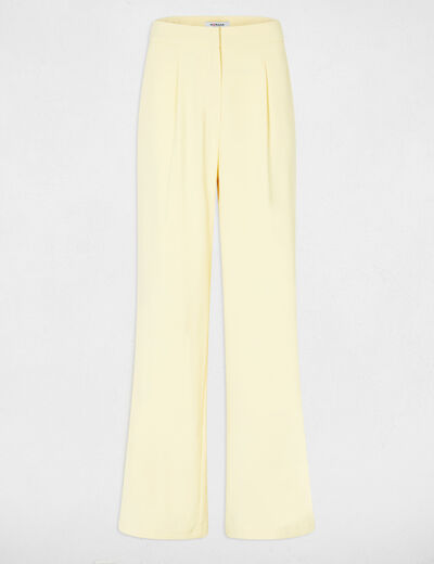 Pantal&oacute;n ancho de tiro alto amarillo claro mujer