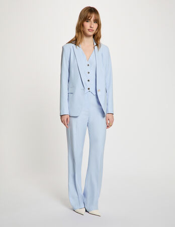 Chaqueta entallada de rayas azul cielo mujer