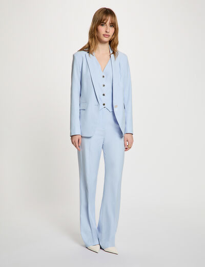 Chaqueta entallada de rayas azul cielo mujer