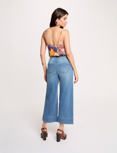 Top ajustado cuello v multicolor mujer