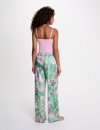 Pantal&oacute;n ancho de tiro alto multicolor mujer
