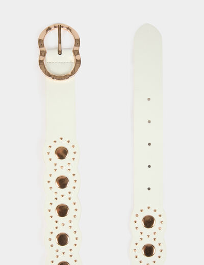 Cinturón con tachuelas blanco mujer