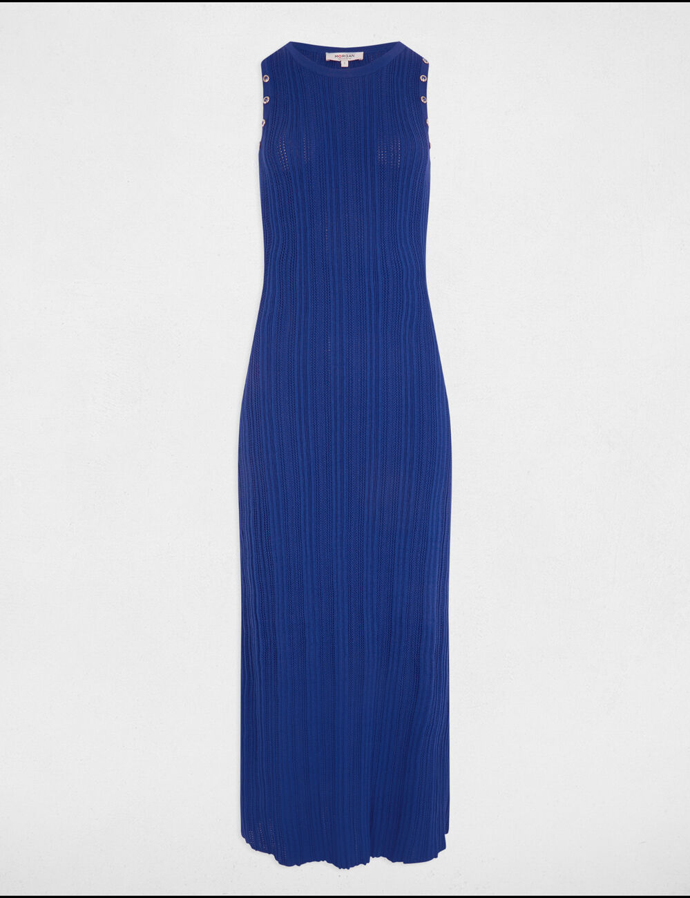 Vestido punto largo ajustado azul eléctrico mujer