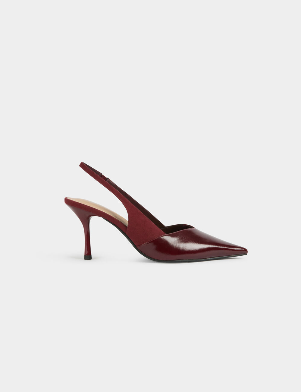 Zapato de tac&oacute;n slingback burdeos mujer