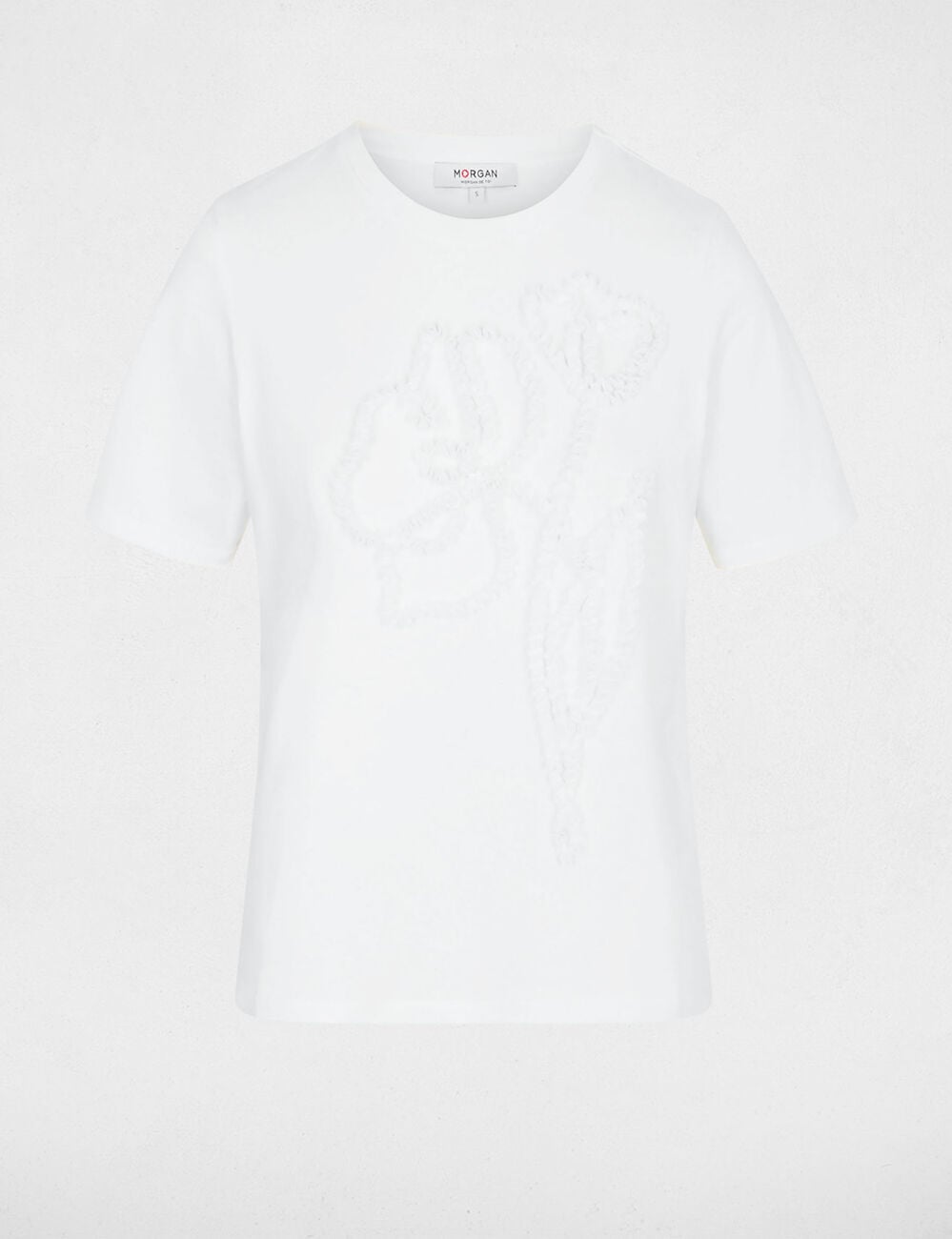 Camiseta estampado floral blanco mujer
