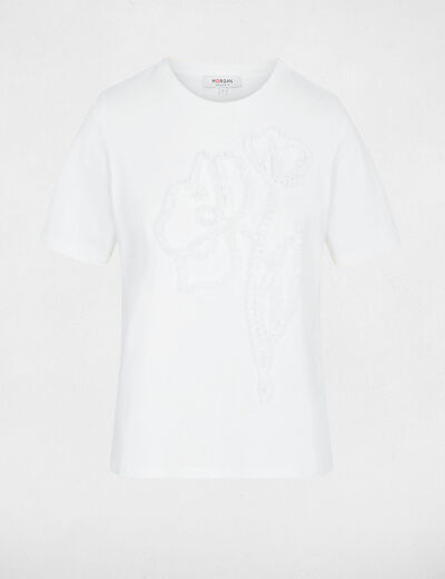 Camiseta estampado floral blanco mujer