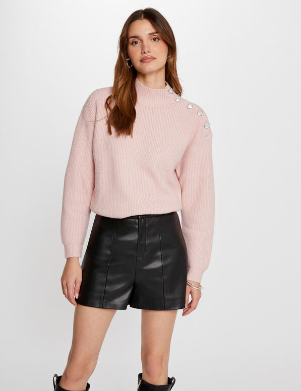 jersey manga larga con botones rosa claro mujer Jersey manga larga con botones rosa claro mujer