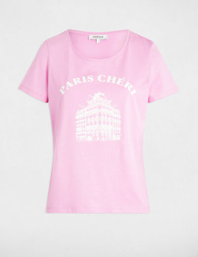 Camiseta con mensaje rosa mujer