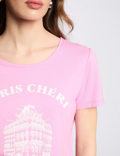 Camiseta con mensaje rosa mujer