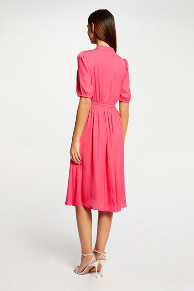 Vestido abotonado manga 3/4  mujer