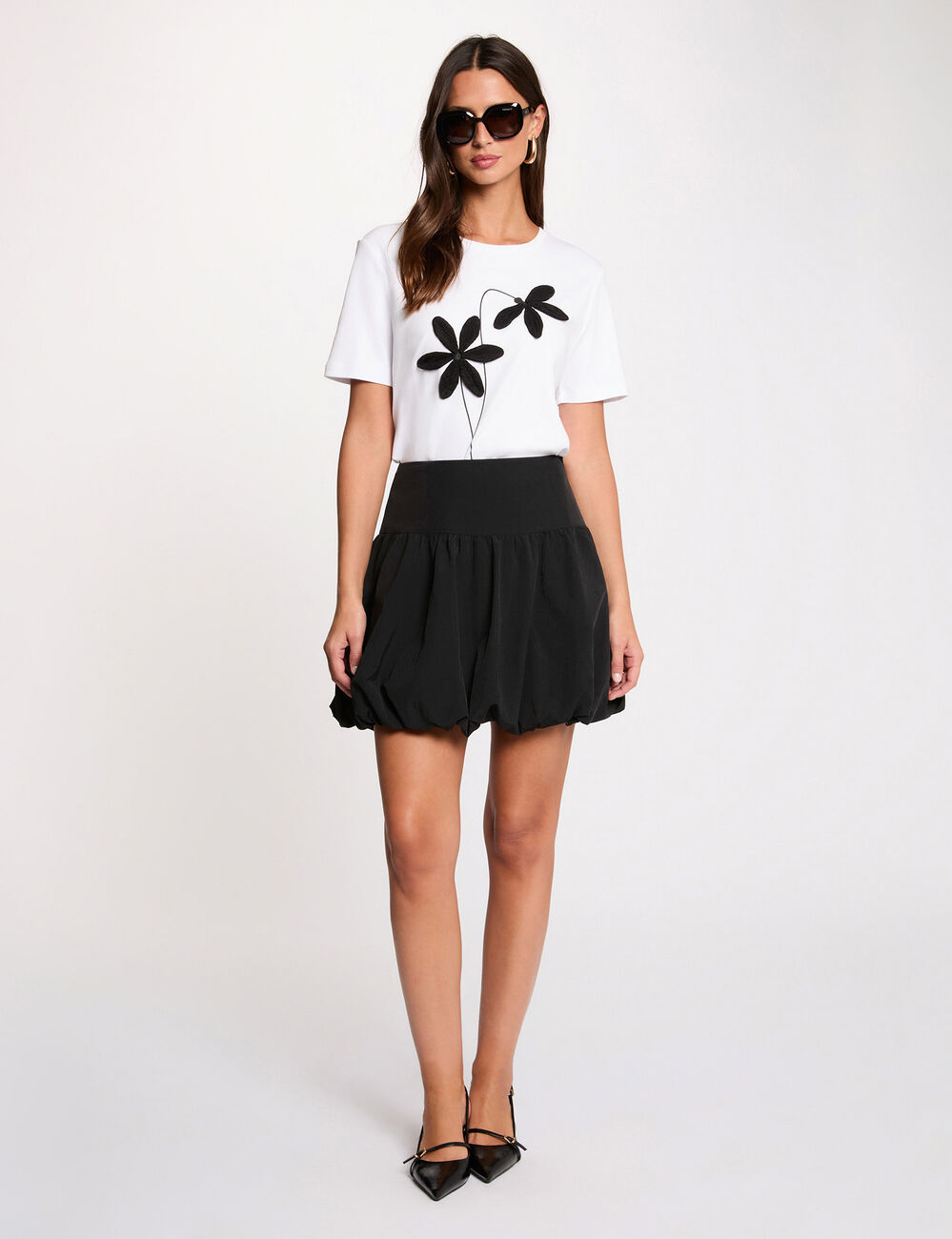 Camiseta recta cuello redondo blanco mujer