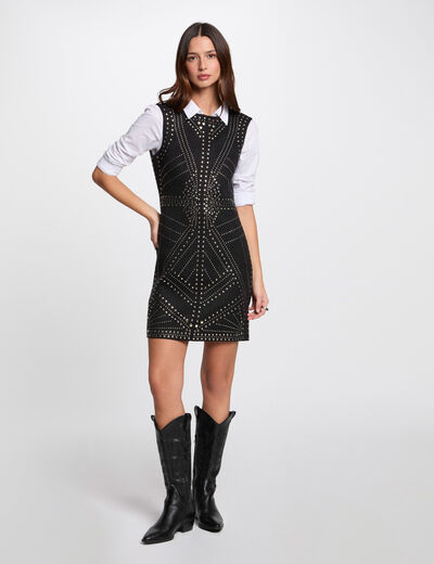 Vestido ajustado tachuelas negro mujer