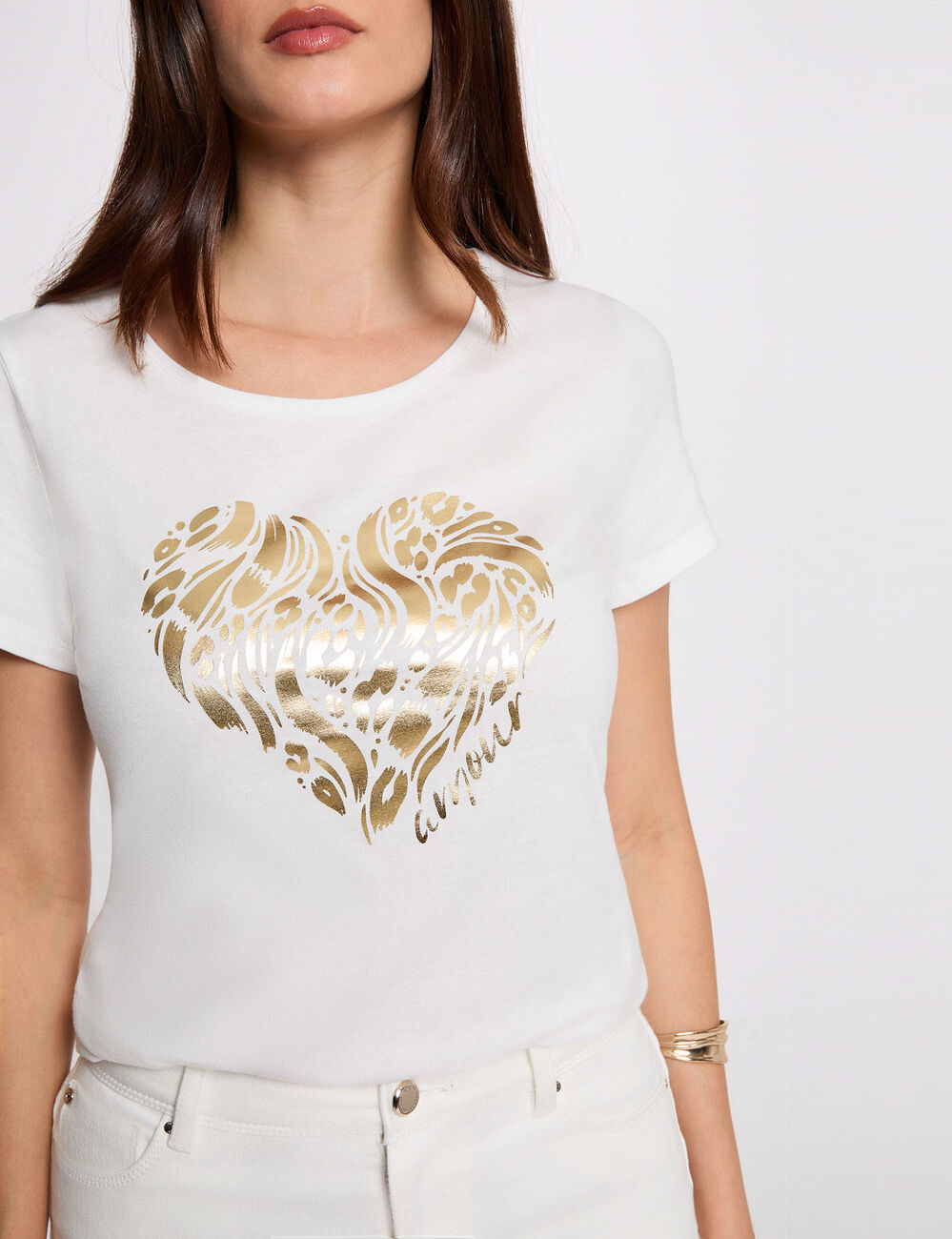 Camiseta de manga corta blanco mujer