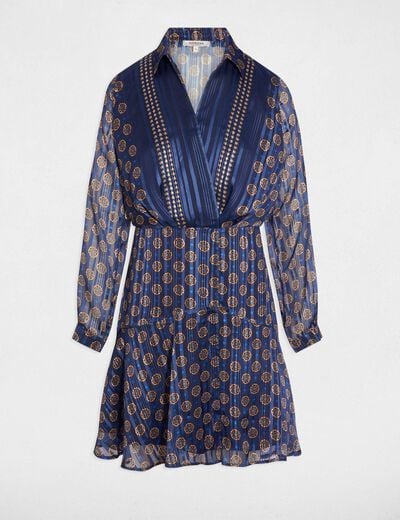 Vestido fluido con cuello en V multicolor mujer