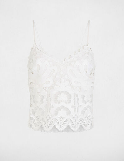 Crop top tirantes finos blanco mujer
