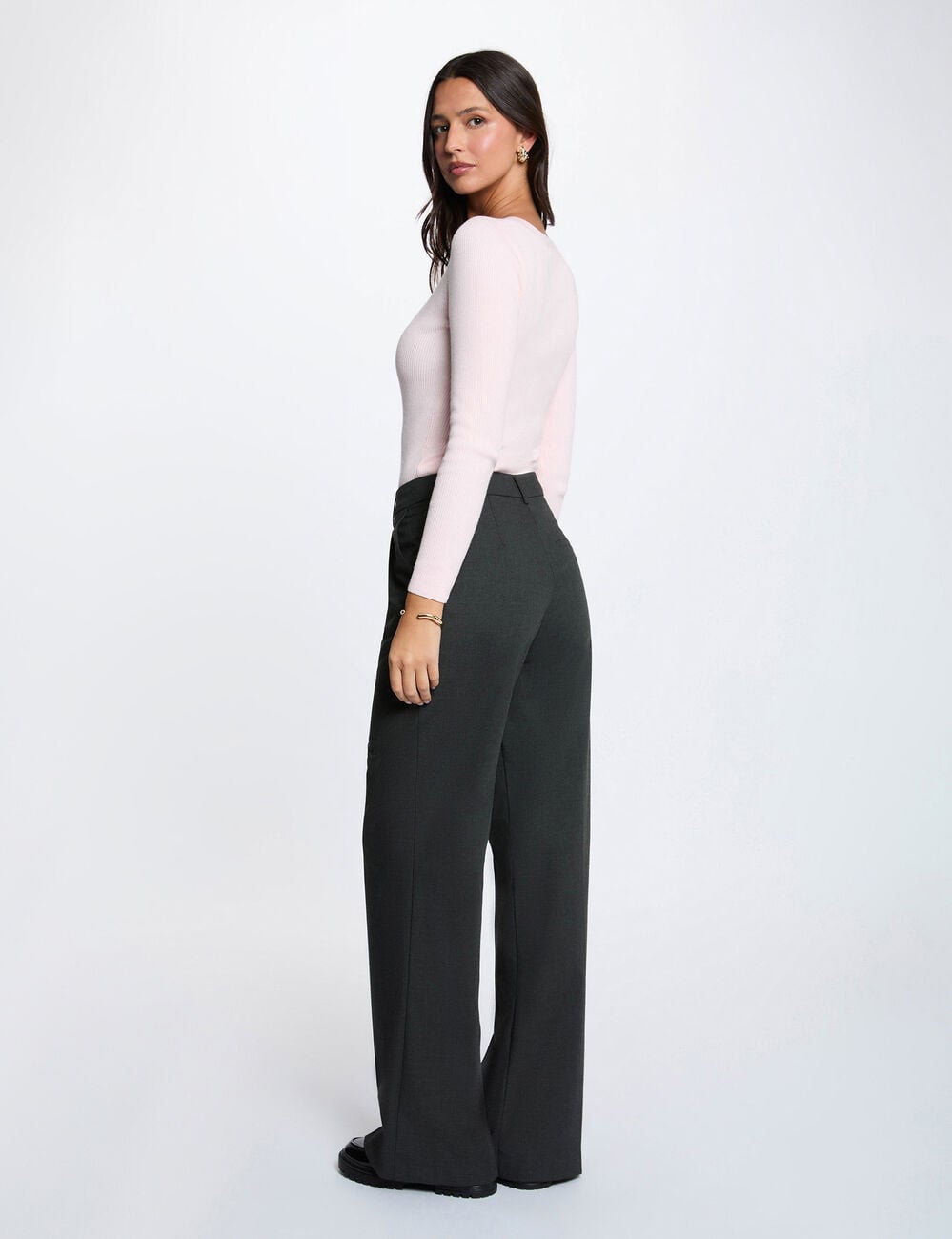 Jersey cuello v fantas&iacute;a rosa claro mujer