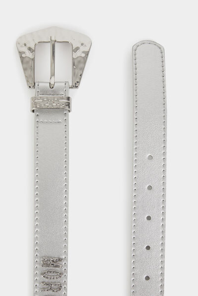 Cinturón con MORGAN de strass plateado mujer