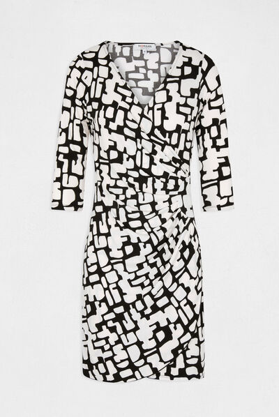 Vestido ajustado drapeado estampado crudo mujer