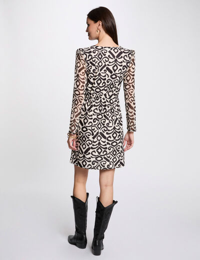 Vestido midi evasé estampado multicolor mujer